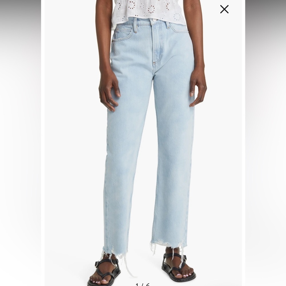 Frame jeans high n tight straight leg light wash Ignite chew straight leg 23
